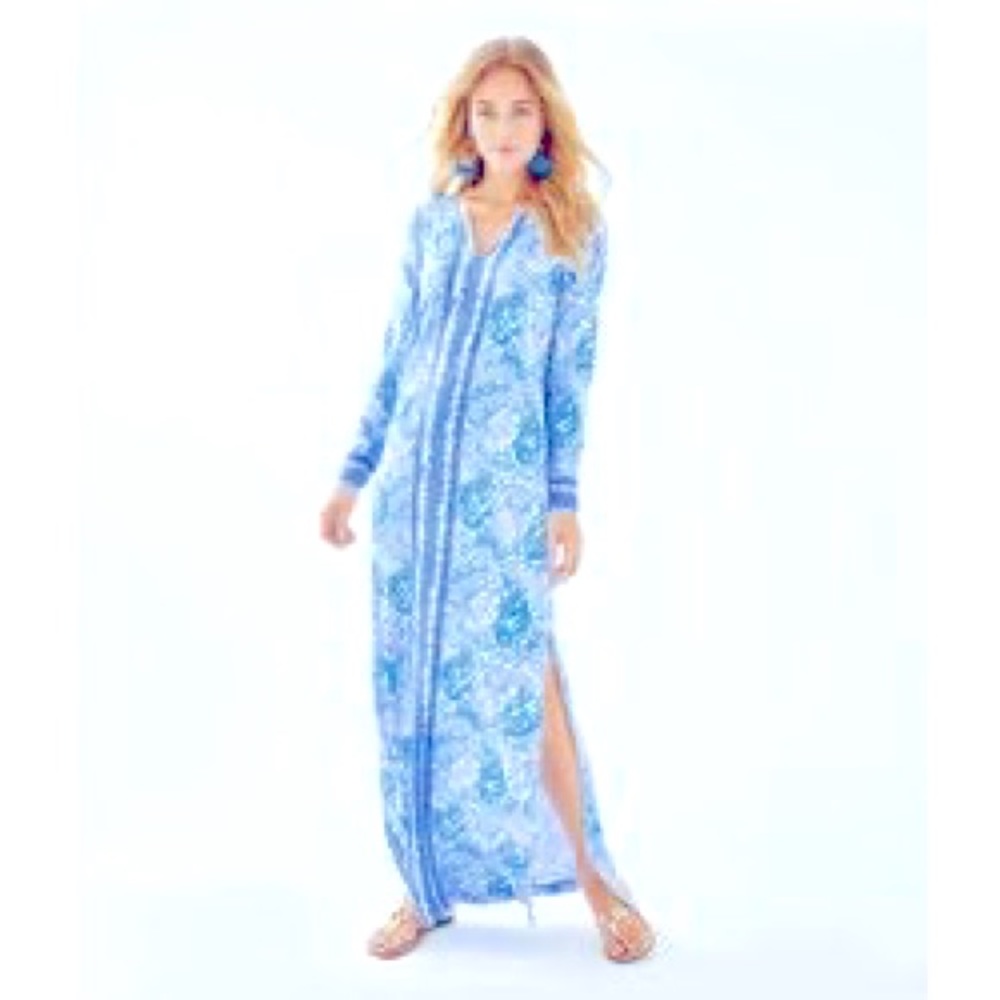 Lilly Pulitzer UPF 50+ Faye Maxi Dress Blue Peri Turtley Awesome MEDIUM $198